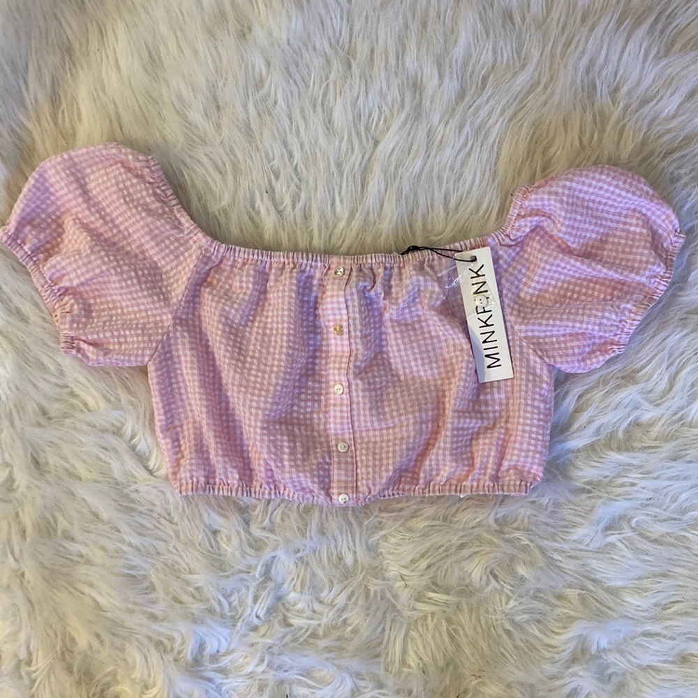 MINKPINK Pink Gingham Crop Top - Brand New with Tags